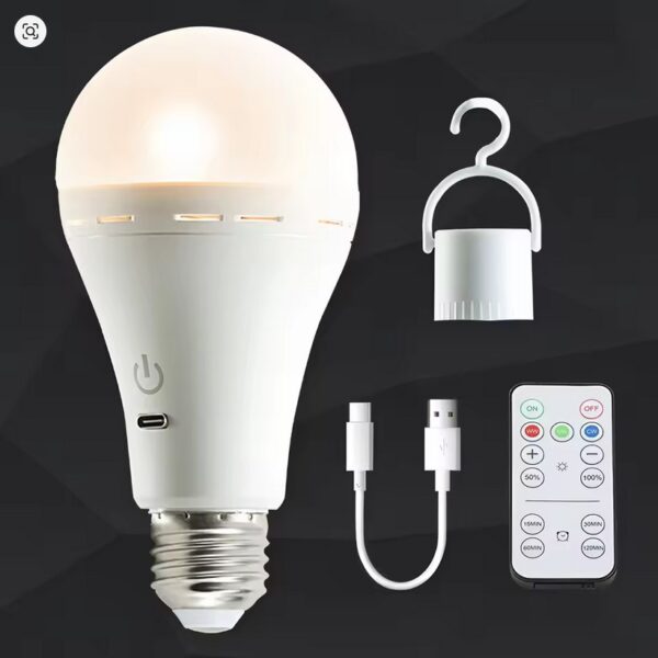 Camping Style Remote Controlled Rechargeable Emergency Light Bulb