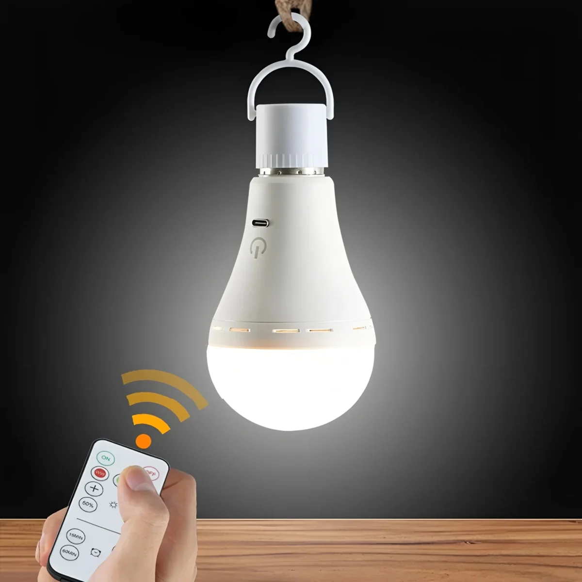Camping Style Remote Controlled Rechargeable Emergency Light Bulb - Image 3